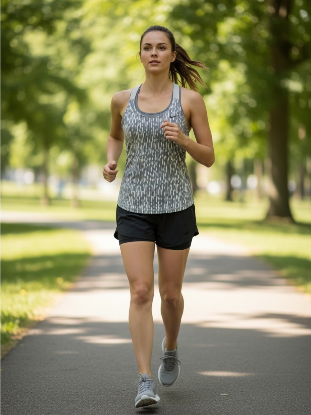 Nike Gray and White Patterned Dri-Fit Tank Top - Picture 1 of 3